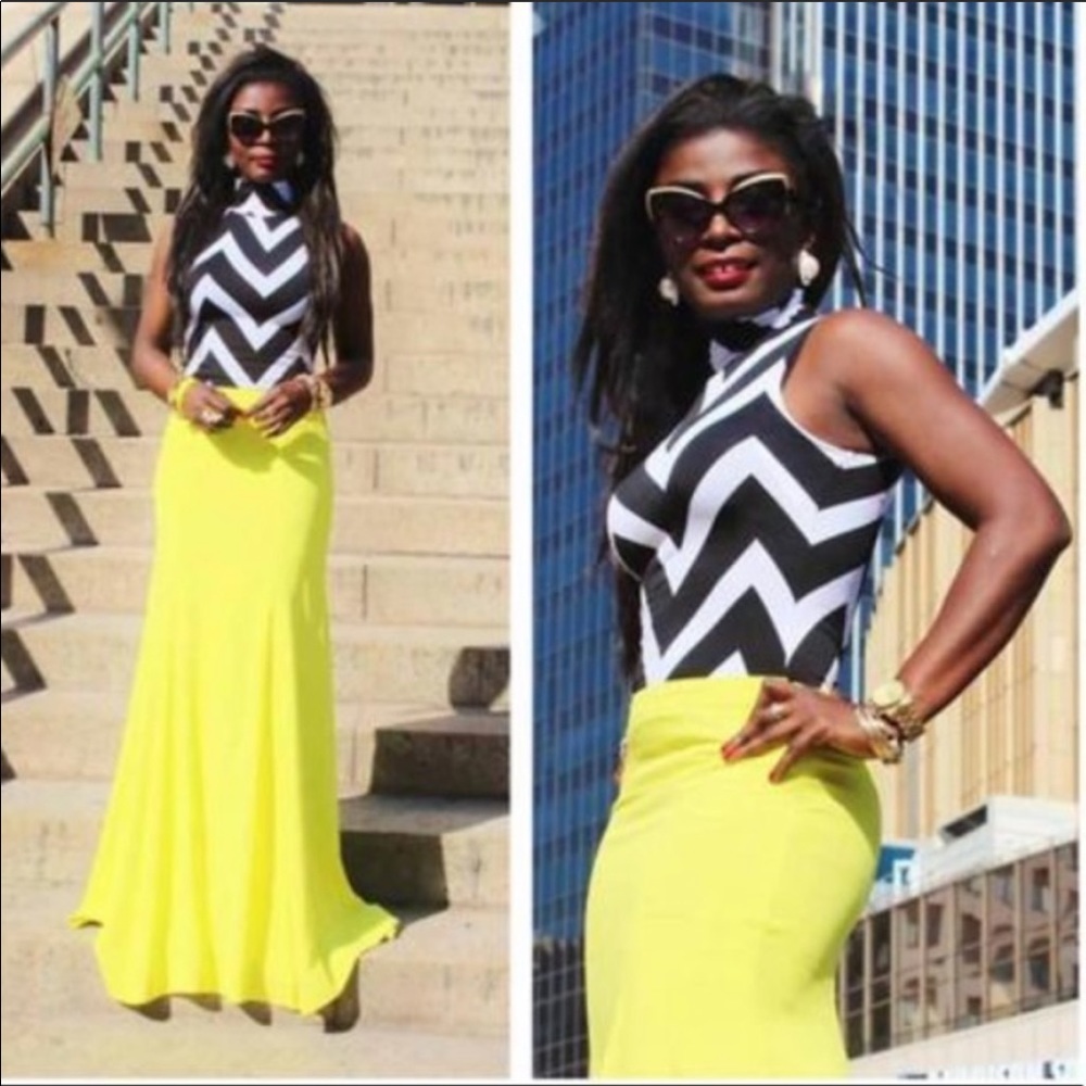 Bcbg lemon mermaid maxi skirt